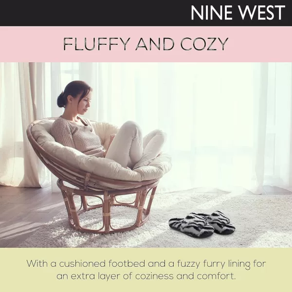 Nine West Women's Comfy Soft Memory Foam Indoor Outdoor Fluffy House Slide Slippers