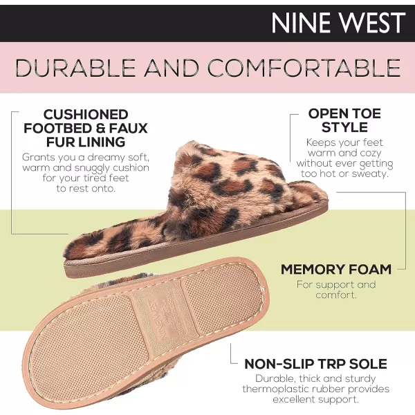 Nine West Women's Comfy Soft Memory Foam Indoor Outdoor Fluffy House Slide Slippers