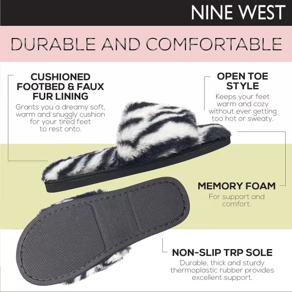 Nine West Women's Comfy Soft Memory Foam Indoor Outdoor Fluffy House Slide Slippers