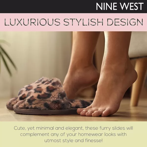Nine West Women's Comfy Soft Memory Foam Indoor Outdoor Fluffy House Slide Slippers