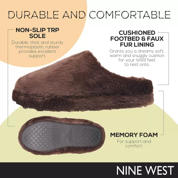 Nine West Women's Plush Clog Slippers for Women with Memory Foam