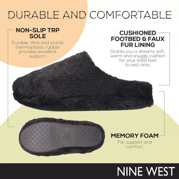 Nine West Women's Plush Clog Slippers for Women with Memory Foam