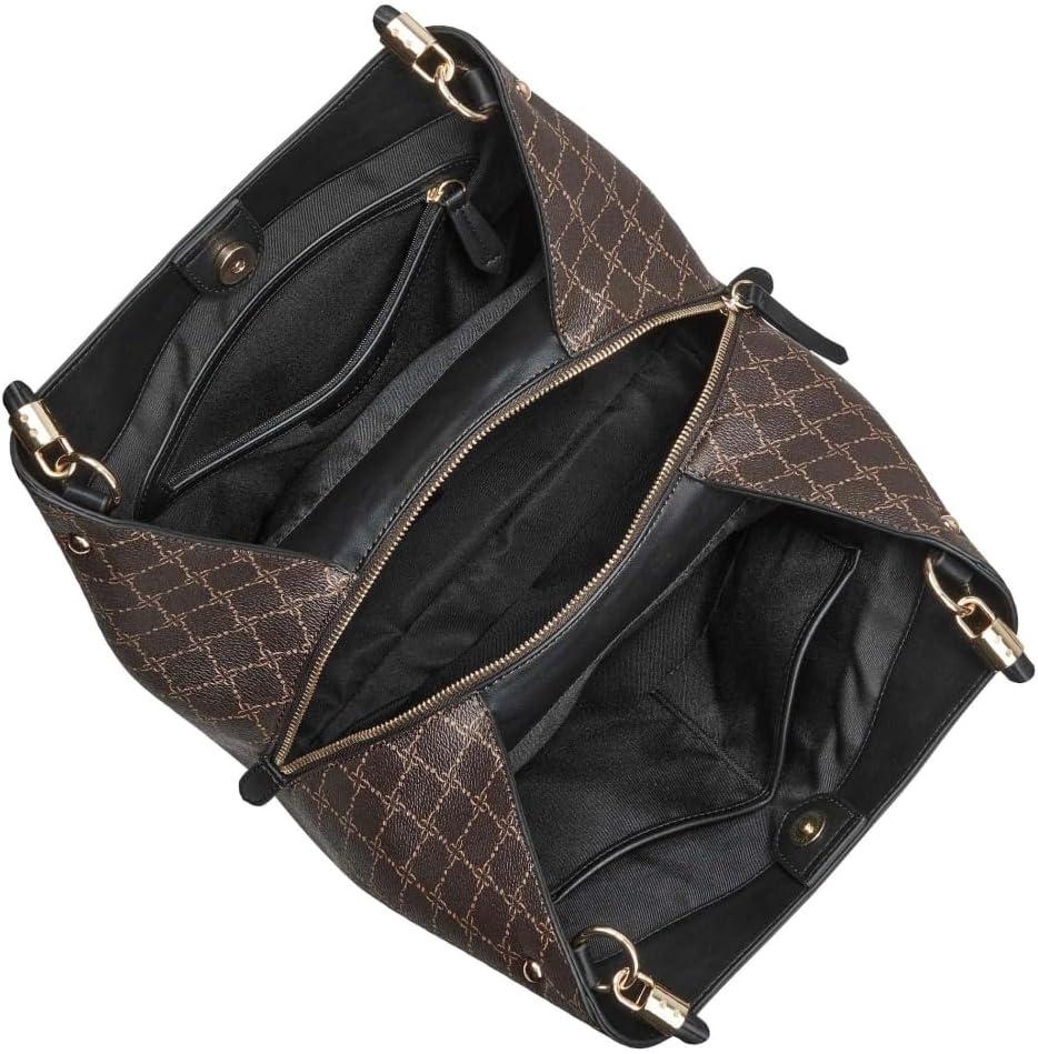 Nine West Etta Jet Set Carryall – Borsone Da Viaggio Donna A Tre Scomparti Con Cerniera Centrale, Hardware Firmato, Nero (34x15x29 Cm)