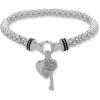 imageNine West Womens Boxed Silver Heart Key Stretch Bracelet Size 0