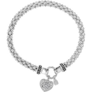 imageNINE WEST Womens Silvertone Crystal Pave Heart Stretch Bracelet