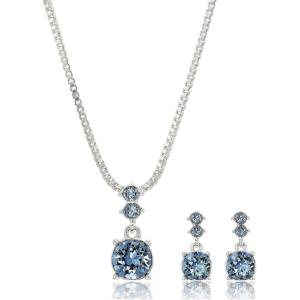imageNine West Womens Boxed NecklacePierced Earrings Set SilverBlue One Size
