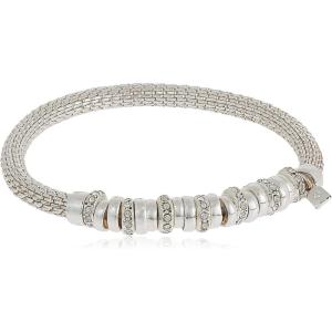 imageNine West Womens Silvertone and Crystal Bracelet Rondel Stretch