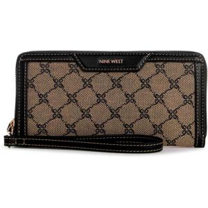 imageNine West Astoria Zip Around Wallet with Wristlet Natural LogoBlack