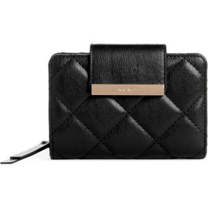 imageNine West Womens SLG French Designer Mirabella Frech Wallet with snap Holder and Zipper Compartment All with Card and Money Designed in Soft Diamond Quilt with Interior Organization and Branding