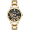 imageNine West Womens Floral Dial Bracelet WatchGoldBlack