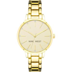 imageNine West Womens Crystal Accented Bracelet WatchGold