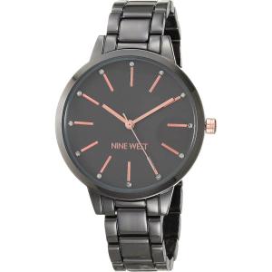 imageNine West Womens Crystal Accented Bracelet WatchGunmetalRose Gold
