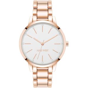 imageNine West Womens Crystal Accented Bracelet WatchRose Gold