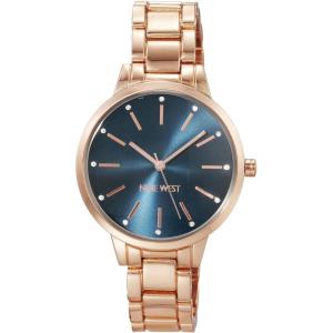 imageNine West Womens Crystal Accented Bracelet WatchRose GoldNavy