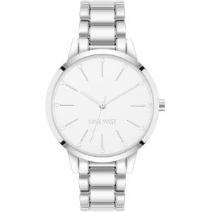 imageNine West Womens Crystal Accented Bracelet WatchSilver