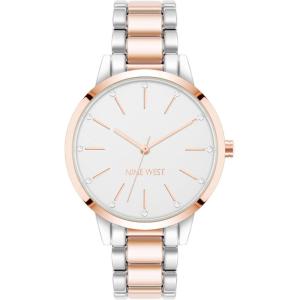 imageNine West Womens Crystal Accented Bracelet WatchSilverRose Gold 2