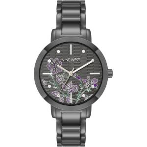 imageNine West Womens Floral Dial Bracelet WatchGrey