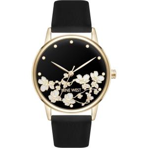 imageNine West Womens Floral Dial Strap Watch NW3146Black