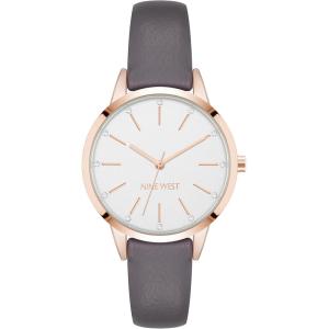 imageNine West Womens Genuine Crystal Accented Strap Watch NW3184GreyRose Gold