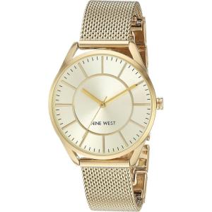 imageNine West Womens NW1922 Mesh Bracelet WatchGold