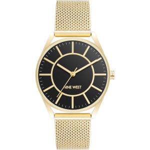 imageNine West Womens NW1922 Mesh Bracelet WatchGoldBlack