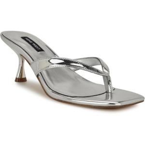 imageNine West Womens Andela Heeled SandalSilver Mirror Metallic