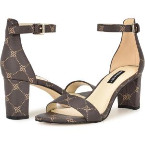 imageNINE WEST Womens Pruce Heeled SandalDark Brown Logo Multi