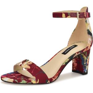 imageNINE WEST Womens Pruce Heeled SandalDark Red Fall Floral Multi 600