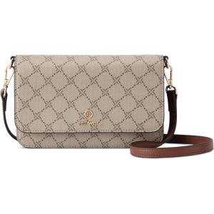 imageNine West Lockup 9s Phone Wallet CrossbodyBeige LogoMahogany