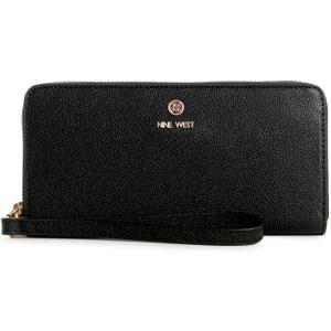 imageNine West Lockup 9 Zip Around Wallet with WristletBlack