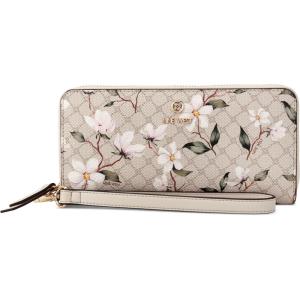 imageNine West Lockup 9 Zip Around Wallet with WristletFloral Logo Milk
