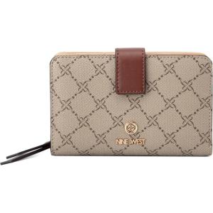 imageNine West Womens Lockup 9s French Designer Trend Wallet id caseBeige LogoMahogany