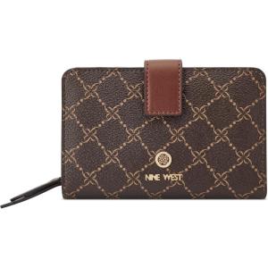 imageNine West Womens Lockup 9s French Designer Trend Wallet id caseBrown Logo Mahogany