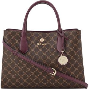 imageNine West Kyrie Triple Compartment SatchelDark Brown Logo Boysenberry