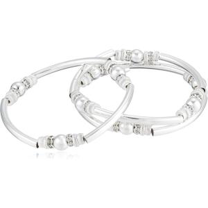 imageNine West Womens Set of Stretch Bangle Bracelet Silver Tone
