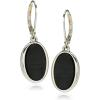 imageNine West Womens Jet Oval Drop Earrings Silver Tone