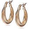 imageNine West Womens Twisted Hoop Earrings Gold Tone