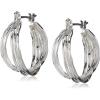 imageNine West Womens Twisted Hoop Earrings Silver Tone