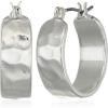 imageNine West Womens Wide Small Textured Hoop Earrings Silver Tone