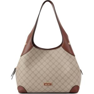 imageNine West Eamon Large Shoulder BagBeige LogoMahogany