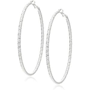 imageNine West Womens Extra Large Clicktop Hoop Earrings Silver Tone