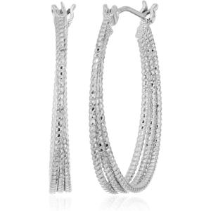 imageNine West Womens Medium Hoop Earrings Silver Tone
