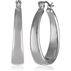imageNine West Womens Medium Wide Hoop Clicktop Earrings Silver Tone