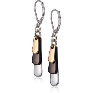 imageNine West Womens Shaky Drop Leverback Earrings Tri Tone