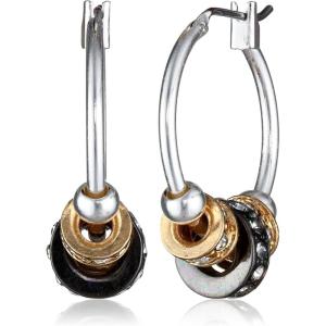 imageNine West Womens Small Slider Hoop Clicktop Earrings Tri Tone
