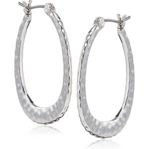 imageNine West Womens Small Teardrop Hoop Earrings Silver Tone
