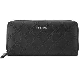 imageNine West Womens Norah SLG Large Zip Around WalletBlack