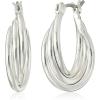 imageNine West Womens Small Twisted Hoop Earrings Silver Tone