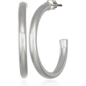 imageNine West Womens Medium C Hoop Earrings Silver Tone