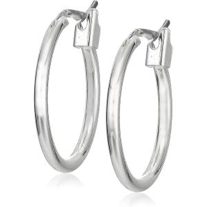 imageNine West Womens Small Circle Hoop Earrings Silver Tone